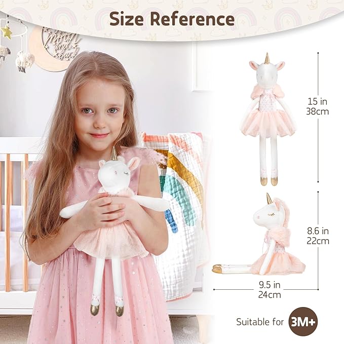 14" Unicorn Stuffed Animal,Soft Cute Unicorn Toys and Stuffed Animals for Girls Age 4-6, Plush Ballerina Toy for Baby Kid Teens, for Girls Birthday Dance Recital Gifts