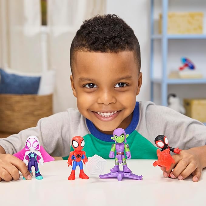 SPIDEY AND HIS AMAZING FRIENDS Marvel Web-Slinging Adventure Set, 3-Inch-Scale (7.6 cm) Action Figure Set, Spider-Man Toys for Kids Ages 3+ (Amazon Exclusive)