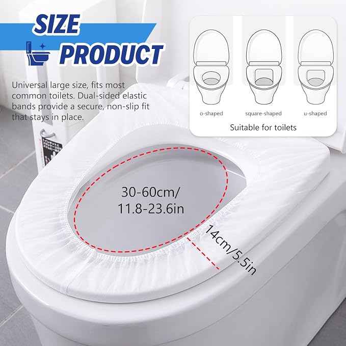 WALWAL 10 Pack Disposable Toilet Seat Covers, Individually Packaged Travel Hygiene Products, Waterproof and Anti-Slip Design for Public Restrooms, Hotels, Potty Training, & On-the-Go Hygiene