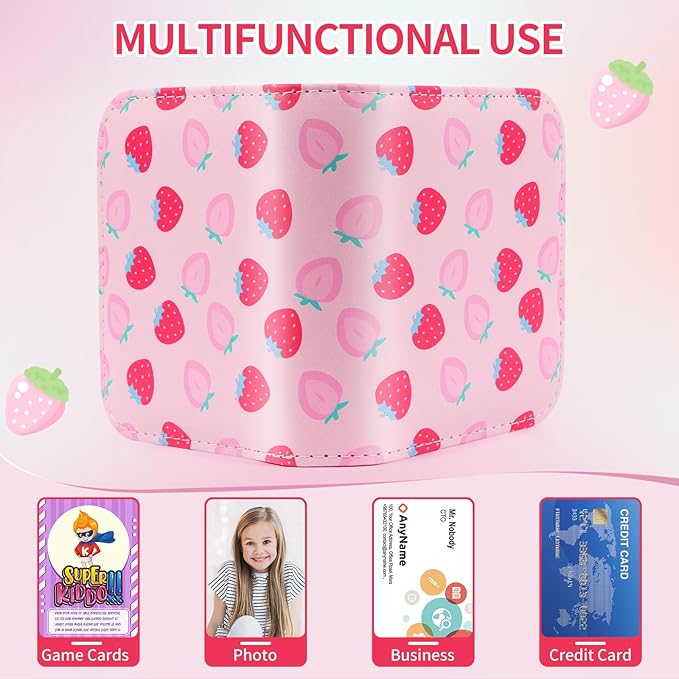 Small 1 Pocket Card Binder for Cards,Mini Trading Card Binder Holder Fits 80 Cards with 40 Removable Sleeves,Card Collection Binder Album Book Case for TCG,MTG,Sports Games (Strawberry Peach)