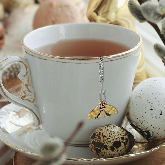 Set of 6 Tea Infuser for Loose Leaf Tea with Butterfly and Bee Charm Pendant, 304 Stainless Steel Tea Ball for Brew Fine Loose Tea and Spices & Seasonings