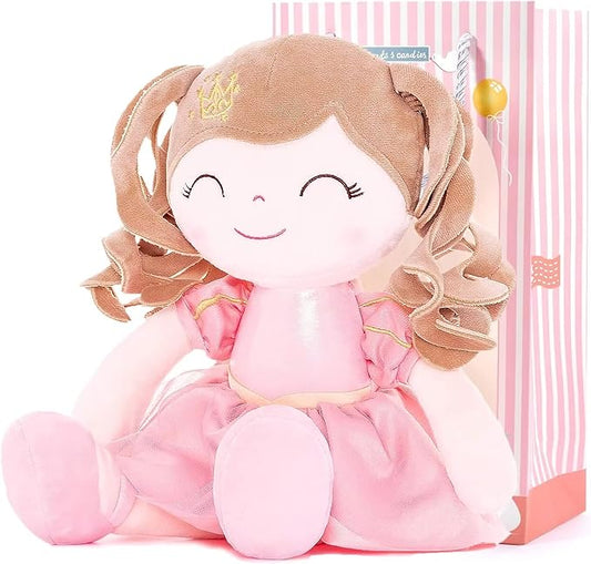 Gloveleya Dolls Baby Girl Gifts Soft Plush Doll Pink Crown Princess 14"
