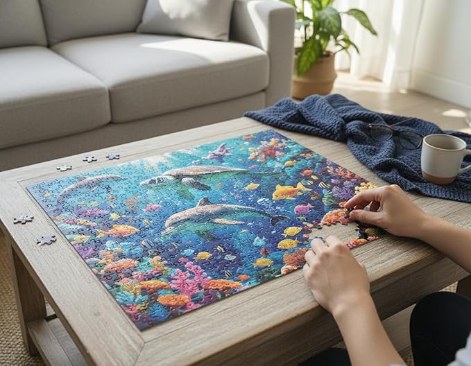 1000 Pieces Jigsaw Puzzles for Adults, Seaside Series - Calming Ocean View Art, Relaxing Stress Relief Game, Large 28" x 20", Great Gift for Summer & Home Decor（Ocean Symphony）