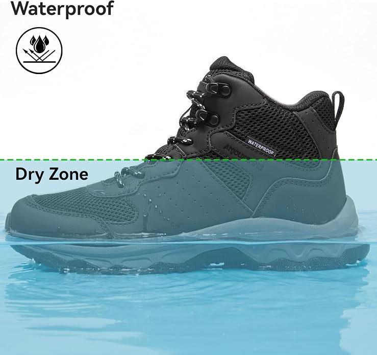 ANJOUFEMME Women's Waterproof Hiking Boots Lightweight Non-Slip Outdoor | Trekking, backpacking, camping, breathable & durable