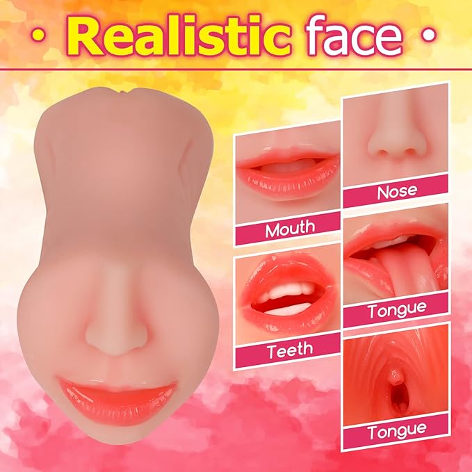 Male Masturbator Adult Mouth Sex Toys 3in1 Sex Doll Men Masturbation (Flesh)