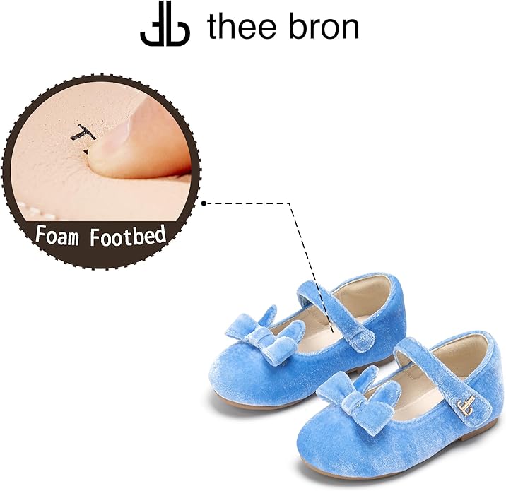 THEE BRON Mary Jane Ballet Flats - Girls' Dress Shoes with Hook & Loop Closure