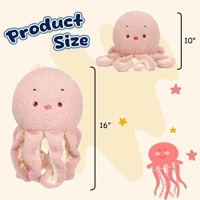 Pink Octopus Plush Pillow Soft Stuffed Animal Toy Cute Octopus Plush Toy Birthday Christmas Festival Gifts for Kids