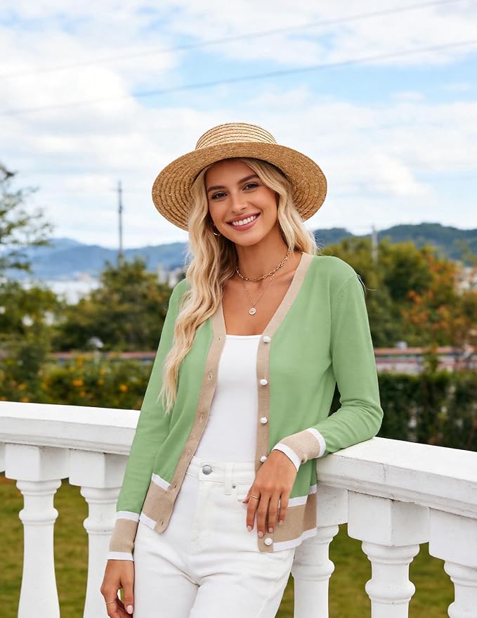 GRACE KARIN Cardigan Sweaters for Women Lightweight Long Sleeve Cropped Cardigan Summer Fall Fashion Clothing Outfits Shrug