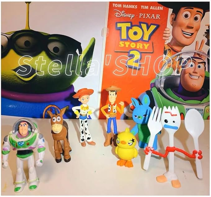 7 Pack Anime Figurines Set - Woody Doll, Buzz Lightyear Toy, PVC Figures