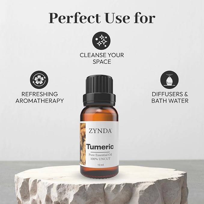 Turmeric Oil for Skin, Pure & Natural Essential Oils – 3rd Party Lab Tested Organic Turmeric Oil for Face & Body, Premium Face Serum for Glow, Hair Nourishment & Relaxing Aromatherapy, 10ml Bottle