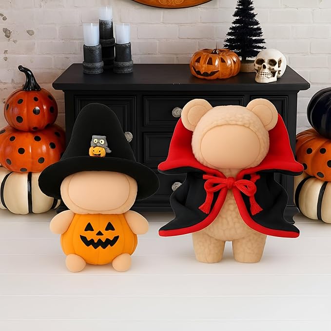 17cm Doll Clothes Outfits for Halloween, Witch Hat Pumpkin Clothes Demon Cloak & PVC Storage Case for Halloween Doll Costume Accessory Dress up Collector Display