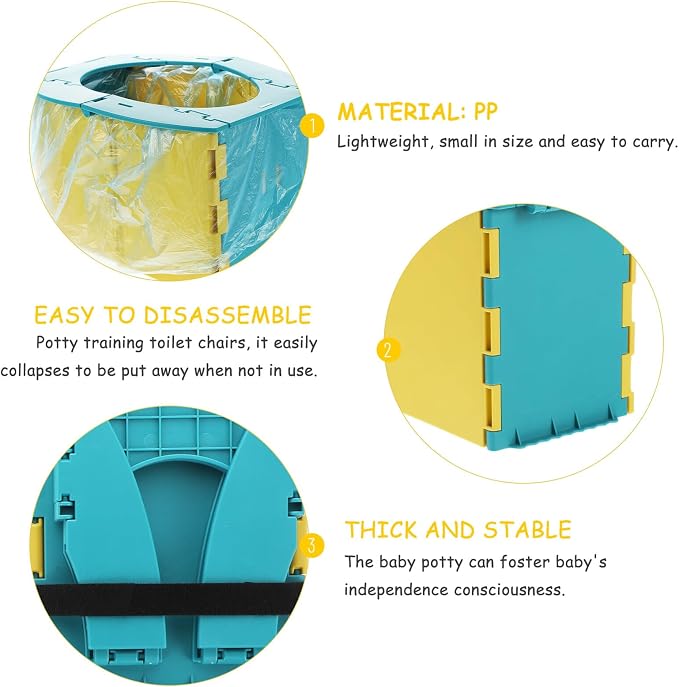 FRCOLOR Portable Toilet for Car Travel Environmentally Friendly PP Material Thick and Stable Potty Trainer for Boys and Over Years Convenient Outdoor Use Easy to Carry