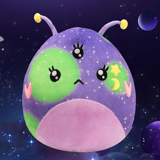 asfan 14'' Alien Plush Pillow Soft Cute Extraterrestrial Stuffed Animal Home Room Decoration Birthday Christmas Festival Gifts for Kids Toddlers, Purple