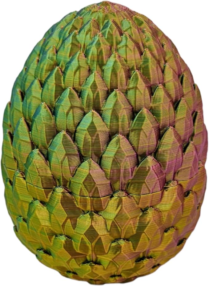 Surprise Dragon Egg Articulating Gemstone Dragon Fidget Figurine - 3D Printed Dragons Flexible ADHD, Autism, Relief Anxiety - Articulated Joints (Red Yellow Green)