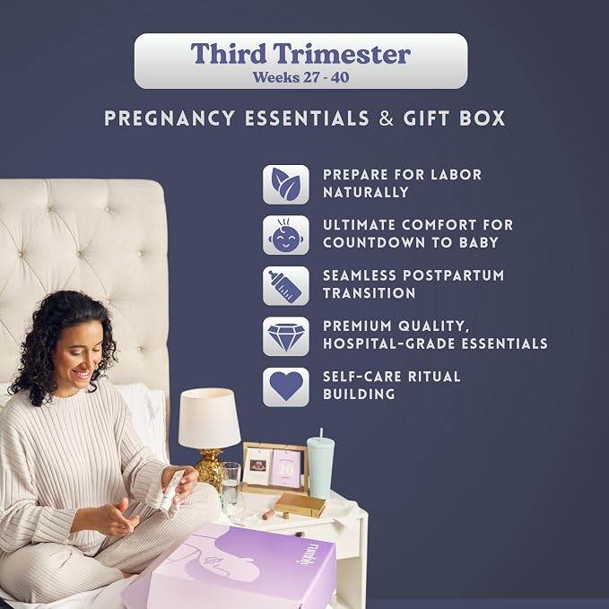 3rd Trimester Mom-to-Be Essentials Box - Pregnancy Gifts for Expecting Mom - Care Package with Essential New Mommy Items & Pregnancy Must-Haves - Third Trimester