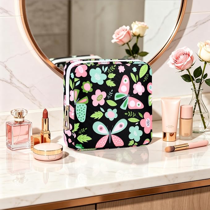 Period Bag Discreet Sanitary Napkin Storage Bags Pad Pouch | Cherry Print Deisgn, Portable, Menstrual Cup & Pad Holder, First Period Kit Storage, Feminine Bag for Women