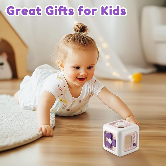 Busy Cube Toy for 1 Year Old Girl Gifts, Montessori for Baby Girl, Travel Sensory Toys for Toddlers 1-3, Learning Fine Motor Skills| 1st Birthday Girl Gifts 12 Months