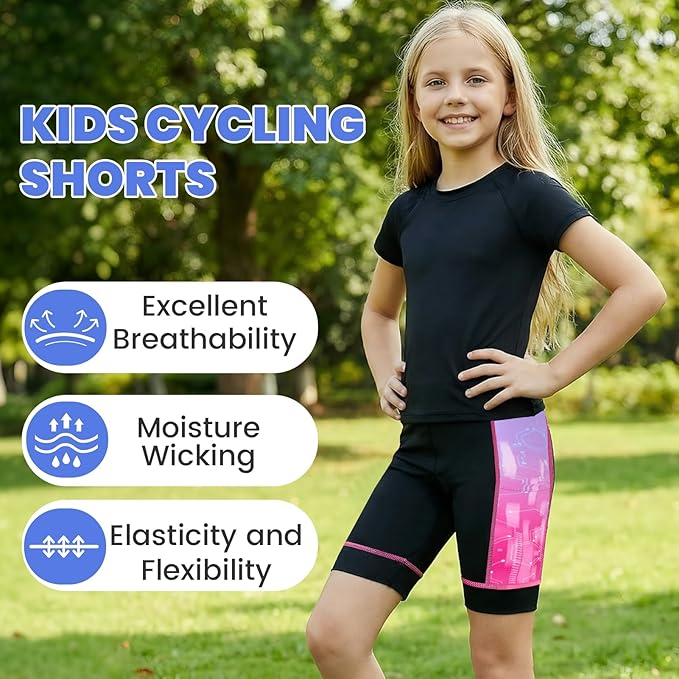 Gogokids Boys Girls 3D Padded Bike Shorts Kids Cycling Shorts Biking Shorts Sports Pants with Pockets for Mountain Road