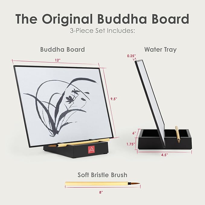 Buddha Board – The Original Water Painting Board for Mindfulness & Creativity – Unique Gift for Artists, Adults & Kids – Mess-Free Zen Art Supplies
