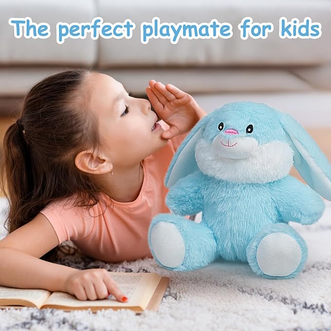 HollyHOME Bunny Stuffed Animal, Easter Bunny Plush Toys, Soft and Cuddly Stuffed Rabbit Easter Gift for Kids Baby Girls 7inch Powder Blue