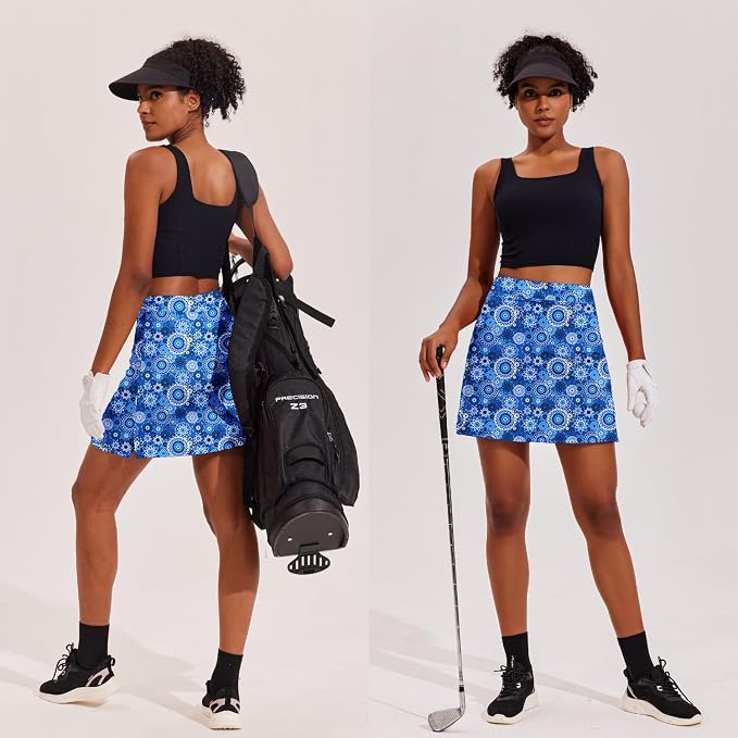 Ekouaer 16" Skorts for Women with Pockets Golf Pickleball Tennis Skirt | Silicone Grippers,2 Inner Pockets,Wide Waist,Side Slit Hem,Breathable,Soft,Lightweight