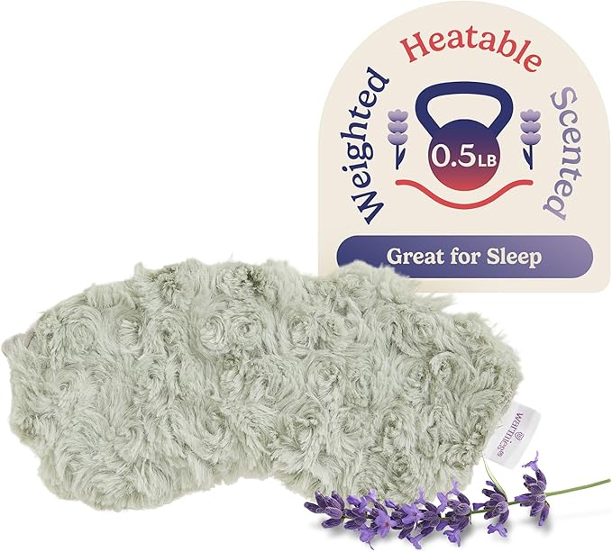 warmies Microwavable Eye Mask for Warmth & Comfort - Heating & Cooling Compress for Calming Relaxation - Weighted & Heated Eye Mask with Scented Lavender for Sleeping - Curly Sage