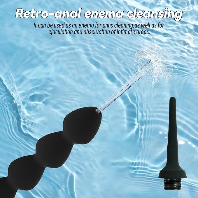 2 Pc Shower Enema Douche Nozzles , Comfortable Silicone Nozzles Enema Attachment, Reusable Shower Enema Black