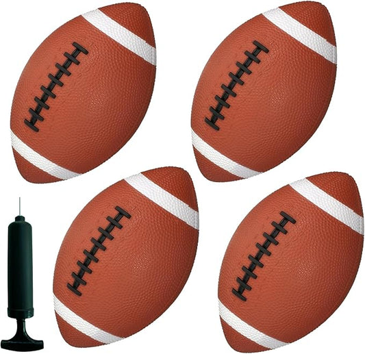 AppleRound 6.5-Inch Toy Footballs for Toddlers and Kids - Outdoor Games Backyard Sports for Children Boys and Girls -Pack of 4 Balls with Pump