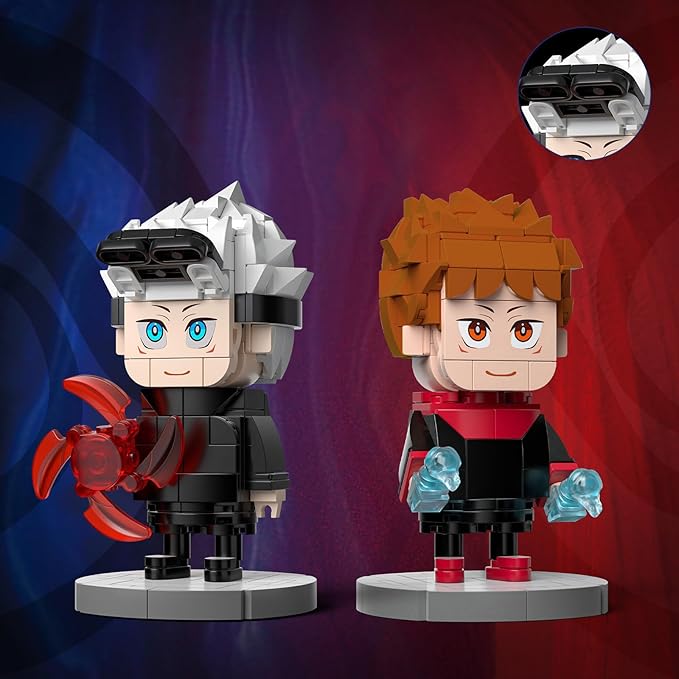 Jujutsu Kaisen - Satoru Gojo & Yuji Itadori Action Figure Buliding Toy Set - (460+ Pcs) Compatible with Lego Brickheadz - Rotatable Arm, with Base for Disable - Gift for Anime Fans
