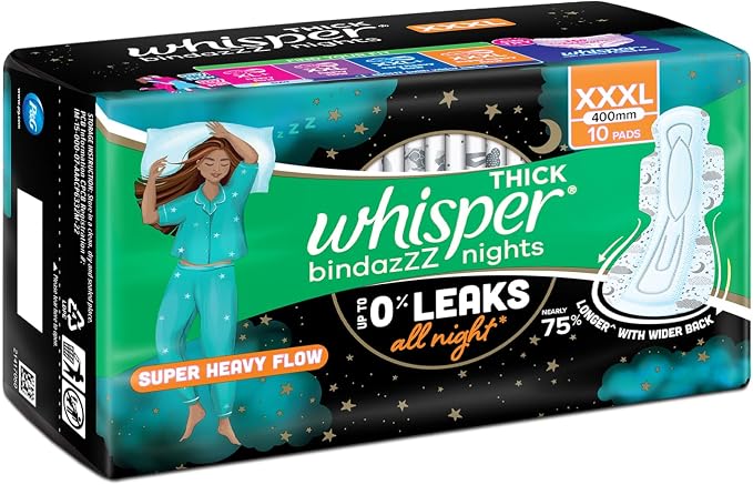 Whisper Ultra Nights Sanitary Pads XXXL Wings 10 Pieces Pack