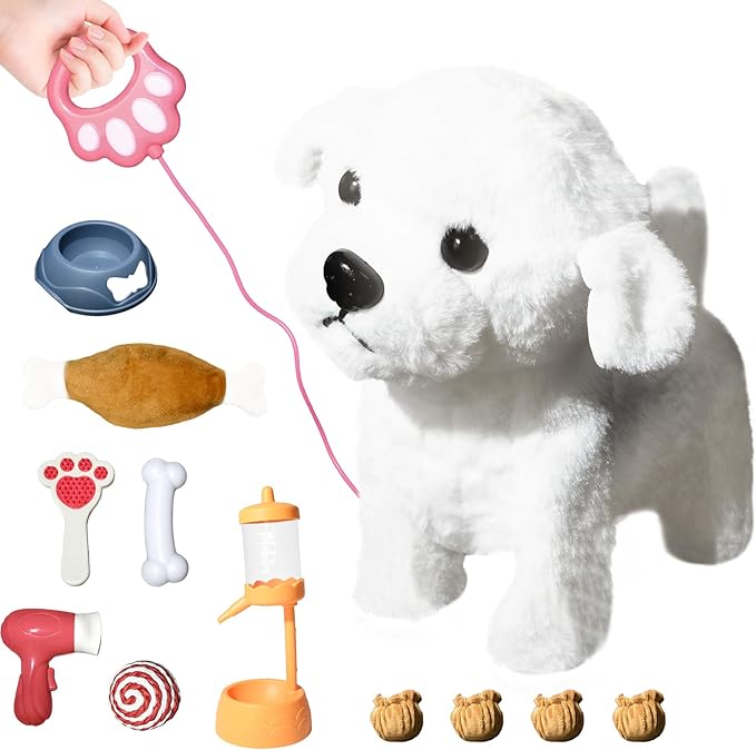 Puppy Toys for Kids, Toy Dogs That Walk and Bark, Walking Dog Toy for Kids with Leash, Interactive Stuffed Puppy with Remote Control, for Girls and Boys Aged 3-7 Year Old