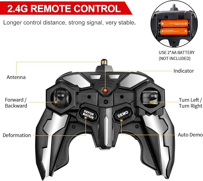 Blackma Remote Control Car - Transform, One-Button Deformation & 360°Rotating Drifting, Transform Robot RC Car with LED Light, Toy Gifts for 4 5 6 7 8 9 10 11 12 Years Old Boy (Blue)