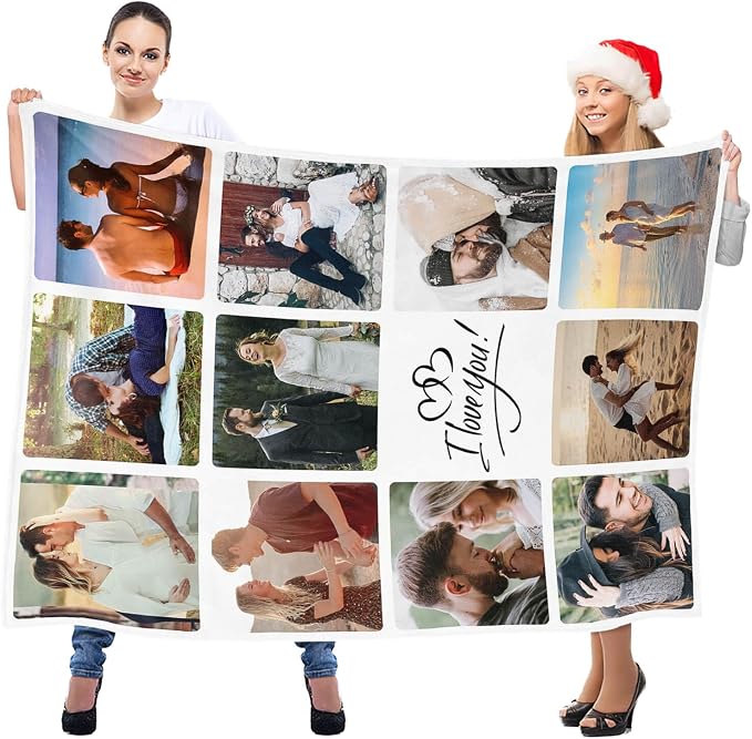 inkArts Personalized Blanket with Photo, Custom Photo Blanket, Customized Picture Blankets, Customizable Blankets, Personalized Anniversary Couple Gifts for Women Men Her Him Girlfriend Boyfriend