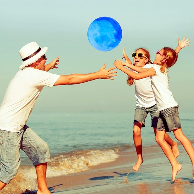 2 Pcs Marbleized Bouncy Balls for Kids Large-Sized Ball Inflatable Rubber Playground Sensory Balls for Beach Pets Indoor Outdoor Kickball Water Balls