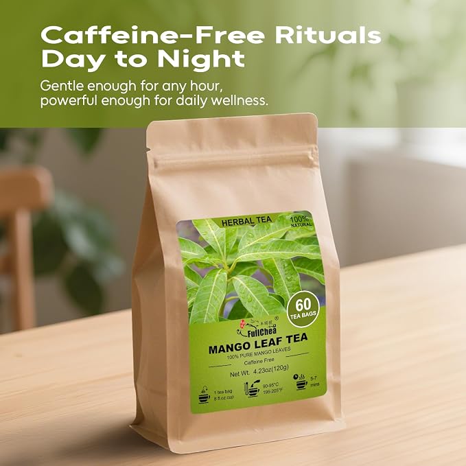 FullChea - Mango Leaf Tea Bags, 60 Count, Dried Mango Leaves | 100% Premium mango leaves, non-GMO, caffeine-free, traditionally enjoyed as a soothing herbal infusion