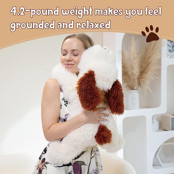 Dog Weighted Stuffed Animal 24in, Stuffed Dog Plush for Adult, Kids, Weighted Dog Stuffed Animal Plush Animal Gifts on Christmas, Birthday, Valentine's Day