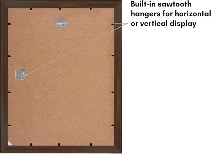 Americanflat 11x14 Picture Frame with Shatter-Resistant Glass - Use as 8x10 Frame with Mat or Display 11x14 Photo Without Mat - Signature Collection - Picture Frames for Wall Display - Walnut | Engineered Wood construction, Shatter-resistant glass, han...