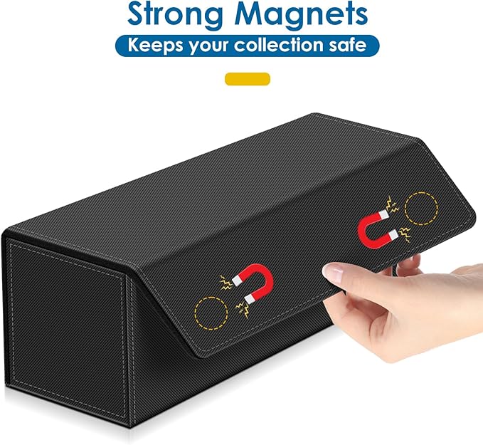 Homthy Card Deck Case for Trading Cards, Leather Magnetic Closure Commander Card Storage Box Holding 600+ Sleeved Cards Fit for MTG TCG and Sport Cards