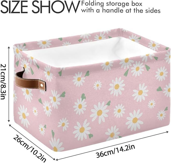 Aslsiy Storage Basket Daisy Spring Daisy Flower Nursery Bins Baby Box Canvas Clothes Shelf Basket Laundry Hamper Gift Baskets for Home Closet 1 Pcs
