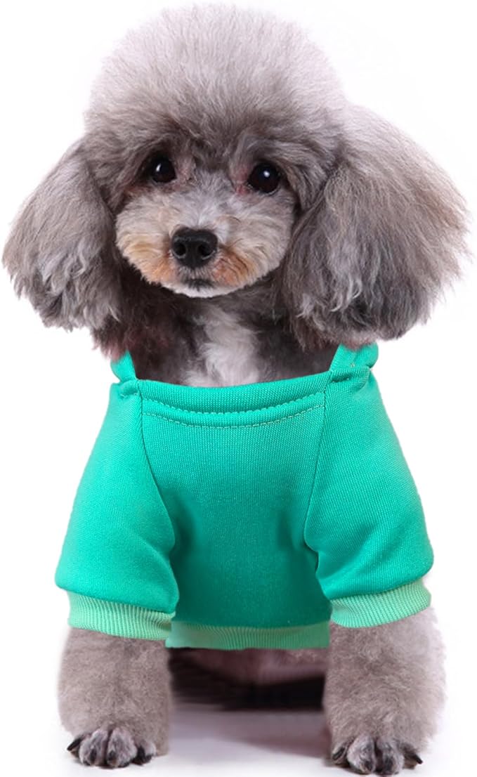 Jecikelon Winter Printed Dog Hoodies Sweatshirts Warm Clothes for Small Dogs Chihuahua Coat Puppy Clothing Cat Custume (Cyan, X-Small)
