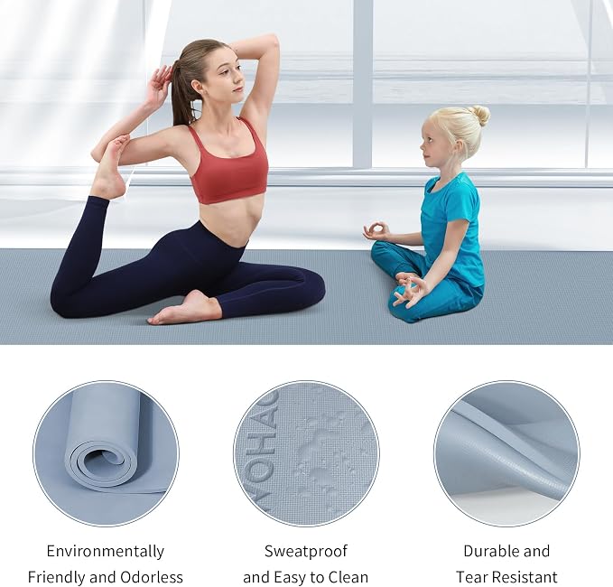 Extra Wide & Thick 8mm Yoga Mat, 72"x31.5" Large Non Slip Exercise Mat, Premium POE Material for Superior Cushioning & Stability, with Strap for Home Gym, Pilates