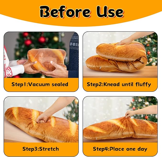 40" Giant Bread Plush Baguette Pillow 3D Simulation Funny Body Pillow Food Plush Christmas Stuffed Toys for Girls Boys