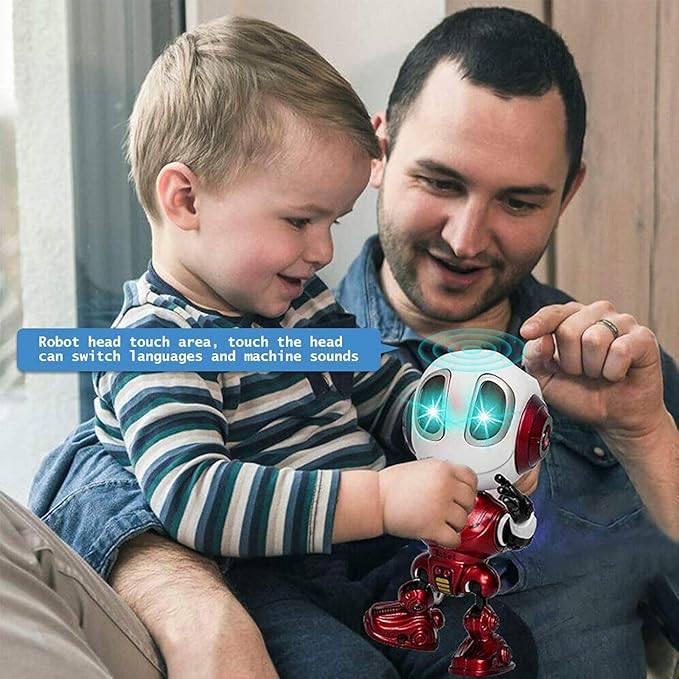 Talking Robot for Kids Toy - Mini Robot Toys That Repeats What You Say, Robots Toys for 4 5 6 Year Old Girls and Boys, Stocking Stuffers for Boys and Girls (Red)