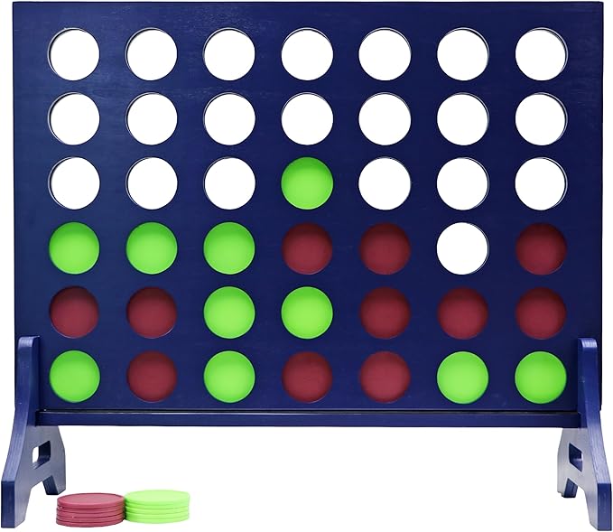 Tailgating Pros Premium Navy Giant Four in a Row with Carrying Case - Jumbo Oversized Outdoor Yard Game - Connect Multiple Pucks in a Row to Win - Many Puck Colors Available!