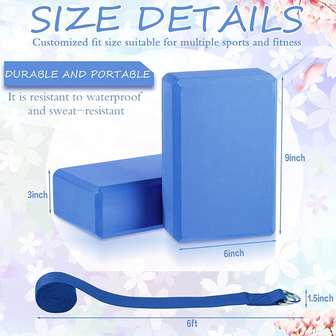 Wettarn 15 Pack Non-slip Yoga Block and Strap Set for Stretching