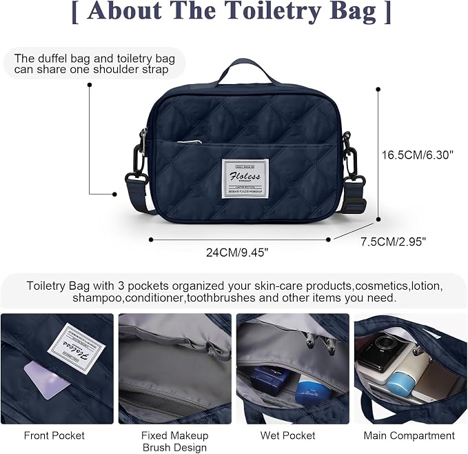 Travel Duffel Bag, Carry On Overnight Weekender Bags for Women | Travel Bag with Wet Pocket & Trolley Sleeve, For Spirit Airlines 18x14x8 Personal Item Bag