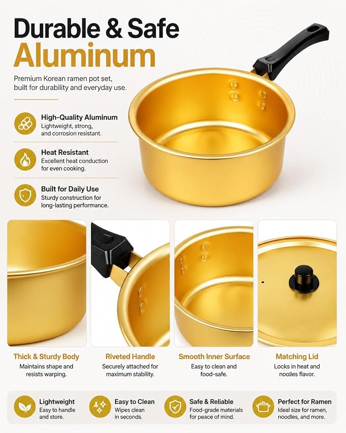 Korean Ramen Pot, Ramen Korean Cooking Pot, Aluminum Noodle Pot For Kitchen Cookware For Kitchen Cookware