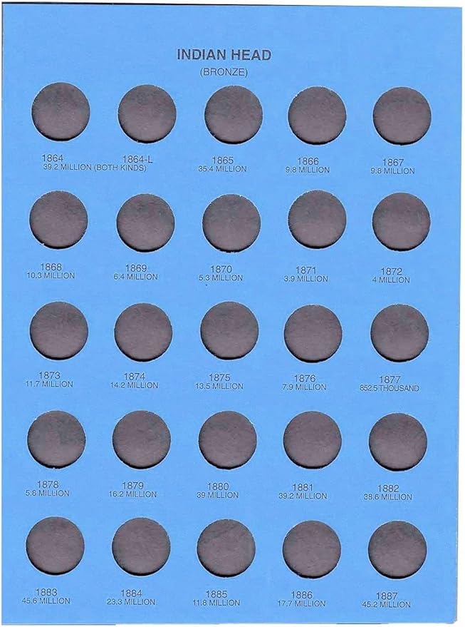 Whitman US Flying Eagle, Indian and Lincoln Cent Coin Folder Five Volume Set 1857 - Date #’s 9003, 9004, 9030, 9033, 4004