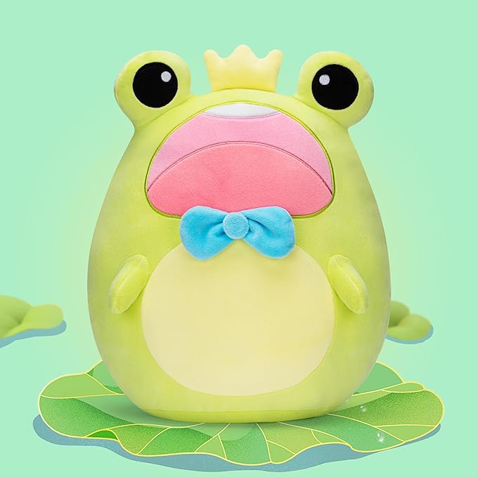 Original 13.5-inch Large Frog Plush Pillow Stuffed Animal Toy,Big Size Cute Soft Toys Fat Kawaii Pillows Cuddle Plushie,Gift for Kids Girls Children