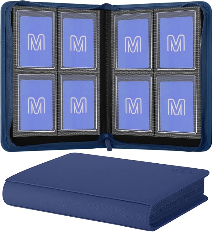 Toploader Binder,4-Pocket Side Load Trading Card Album, Holds 128 Cards with Double-Sided Pockets for MTG, Sports Cards, Top Loader Storage